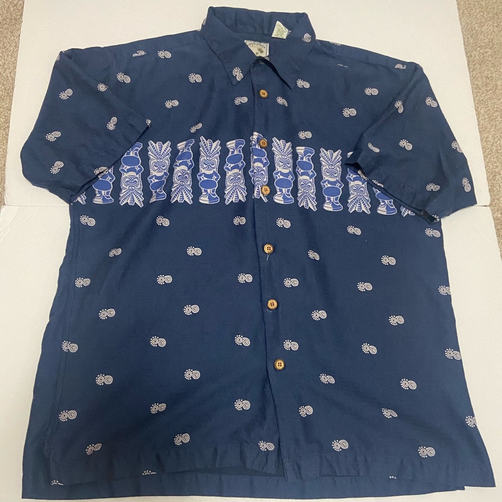 Colo Wear Hawaiian Tiki Button Up Shirt Large